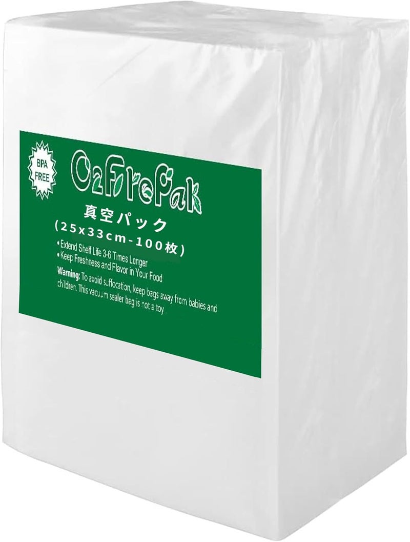O2frepak 100 Plus Quart 10" x 13" Vacuum Sealer Bags with BPA Free and Puncture Prevention,Vacuum Seal Freezer Bags,Great for Sous Vide Vaccume Sealer PreCut Bags - Image 1